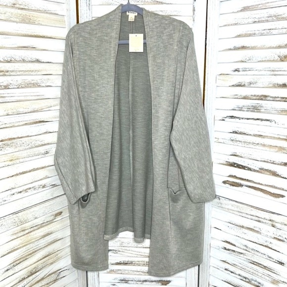 Donni. * Anthropologie Ribbed Oatmeal Open Duster Cardigan OS NEW! - Picture 3 of 10